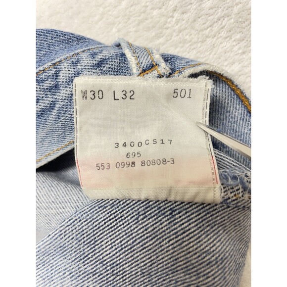 Vintage Levi's 501 Men's W30 L32 Classic Buttonfly Straight Leg Jeans Made '98 - Picture 5 of 12